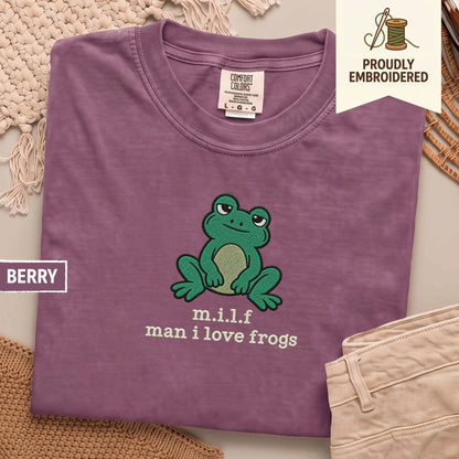 129 - m.i.l.f man i love frogs t-shirt