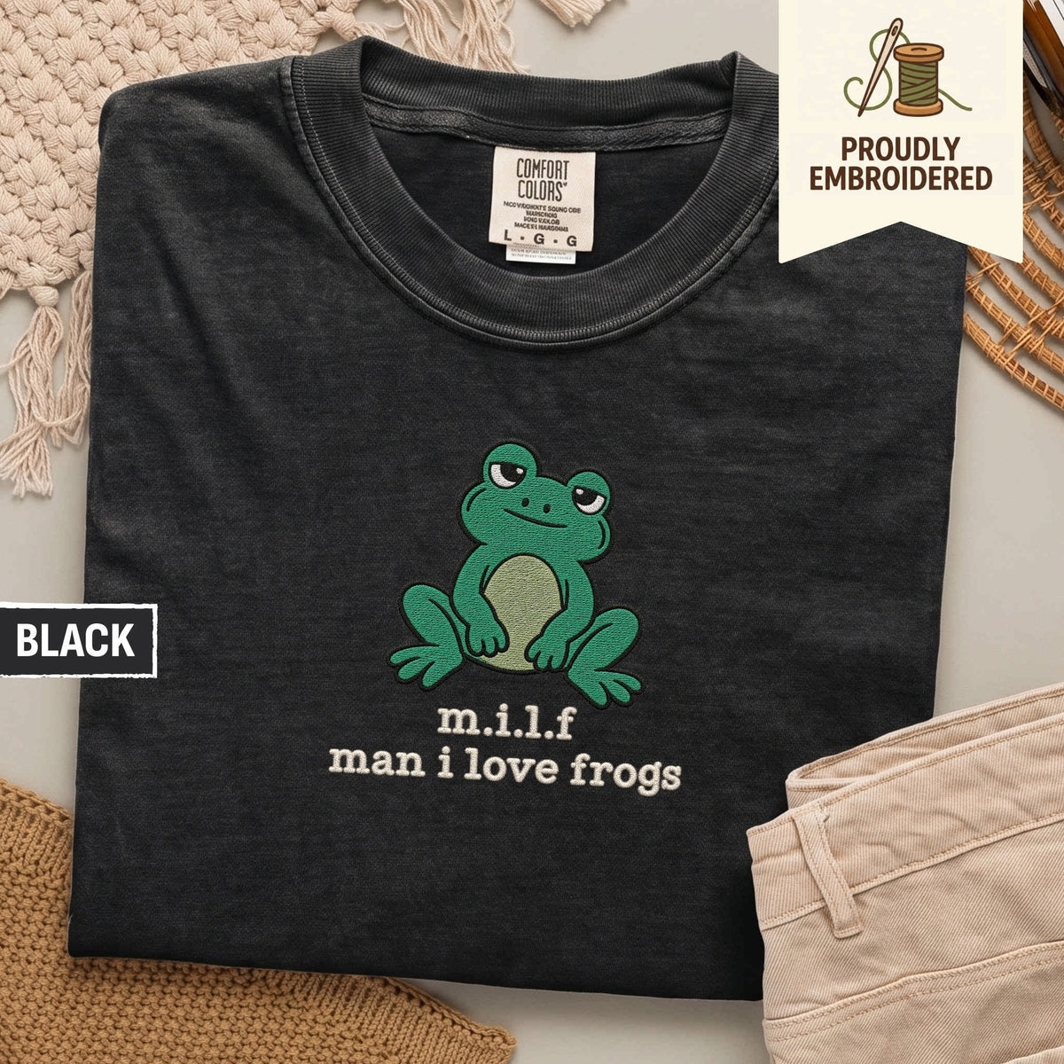 129 - m.i.l.f man i love frogs t-shirt