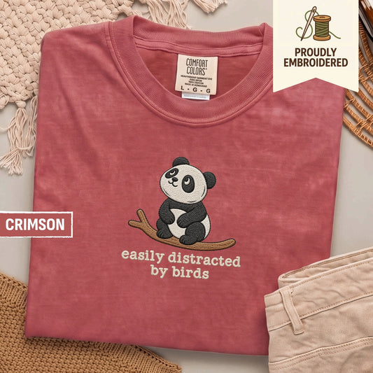 77 - easily distracted by birds t-shirt
