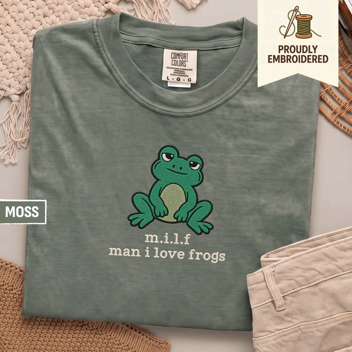 129 - m.i.l.f man i love frogs t-shirt