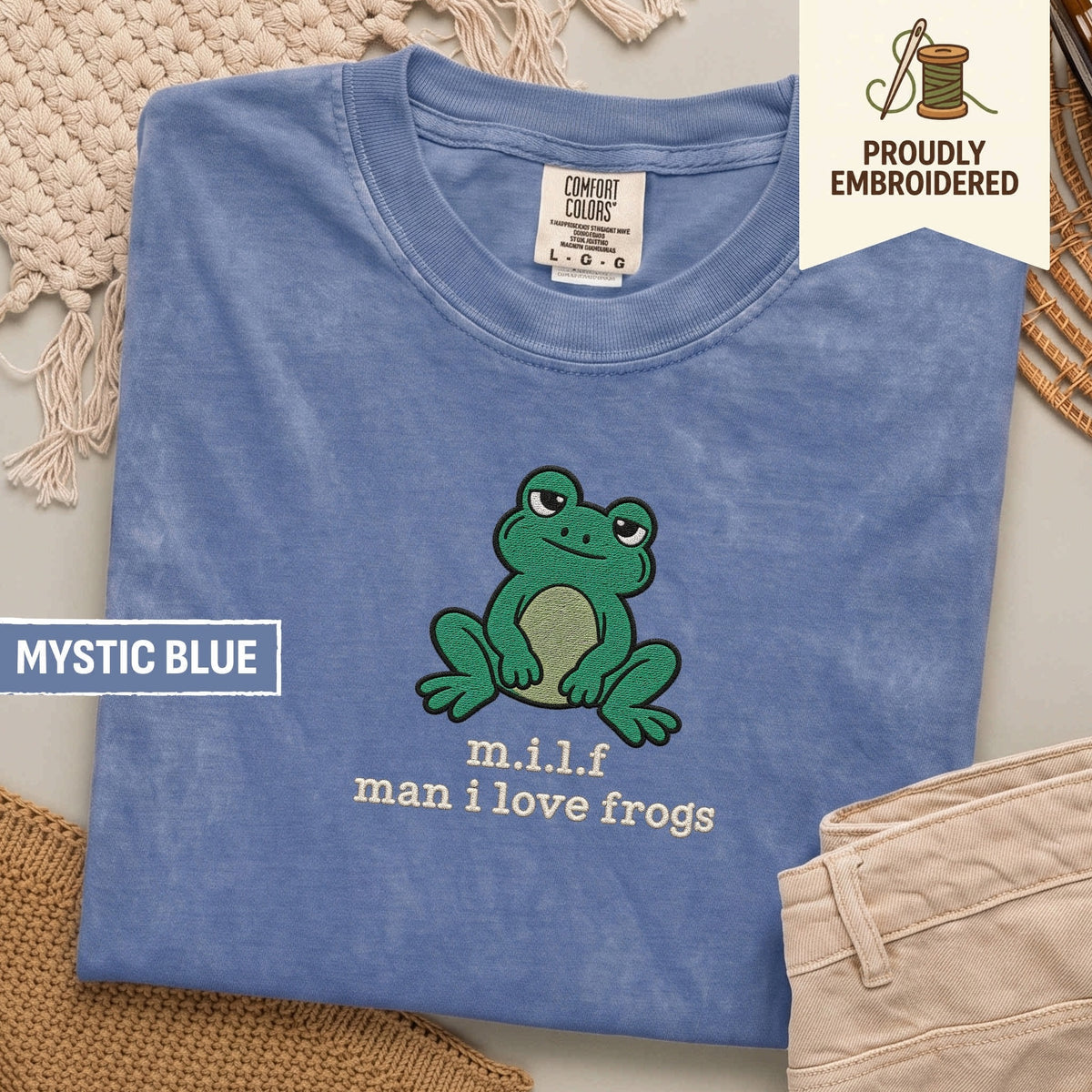 129 - m.i.l.f man i love frogs t-shirt