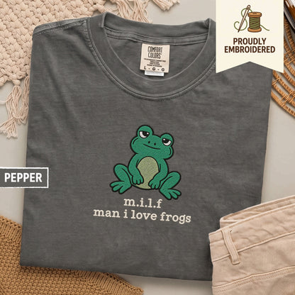 129 - m.i.l.f man i love frogs t-shirt