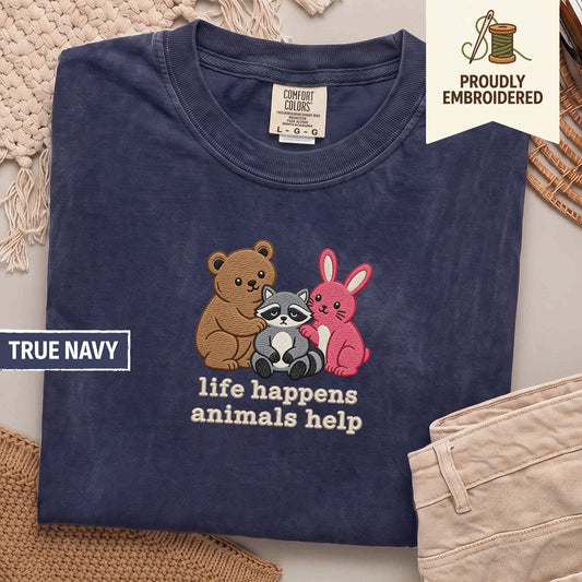 91 - life happens animals help t-shirt