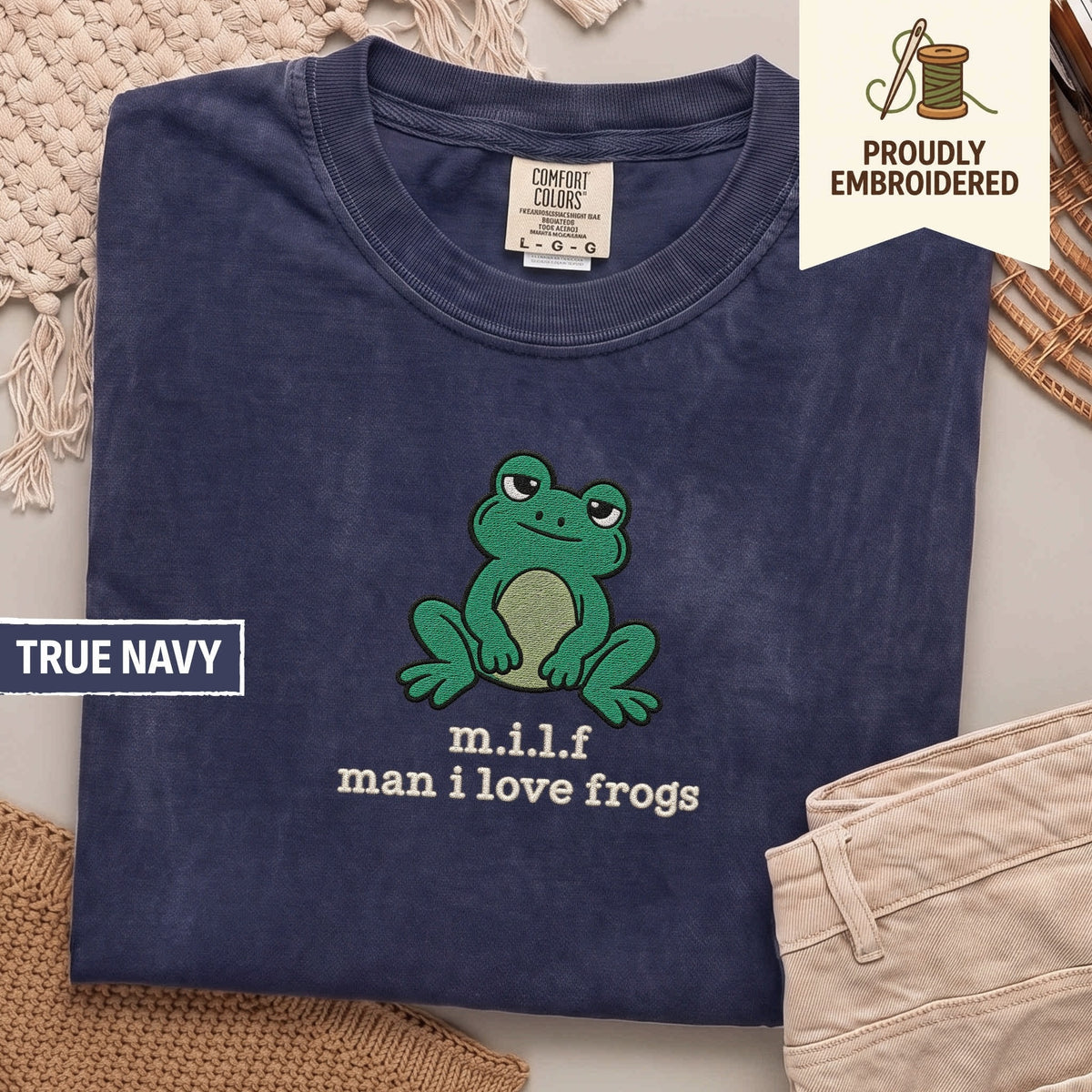 129 - m.i.l.f man i love frogs t-shirt