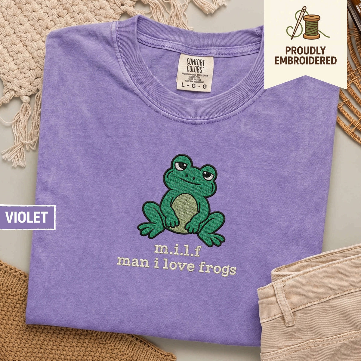 129 - m.i.l.f man i love frogs t-shirt