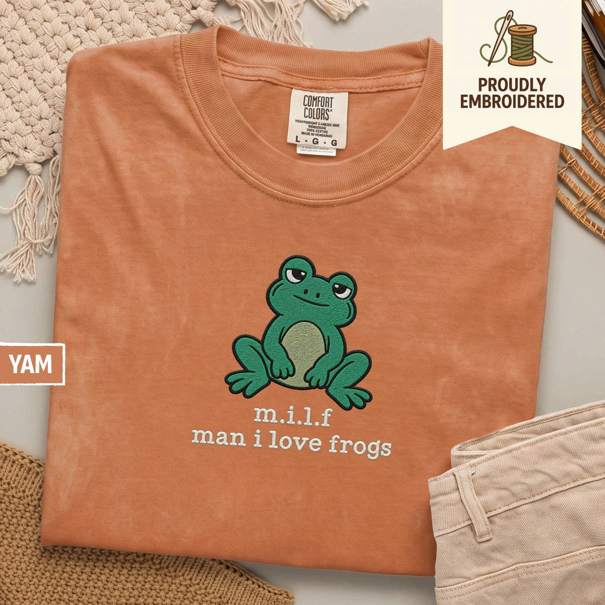 129 - m.i.l.f man i love frogs t-shirt
